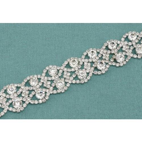 Free Shipping 5 Yards 27MM Width Wholesale Fahion Style China Bling Clear Rhinestone Crystal Silver Tone Trimmings