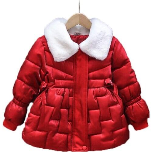 Girls' padded clothes winter children western style bright silk baby red winter clothes down padded jackets thick padded jacket