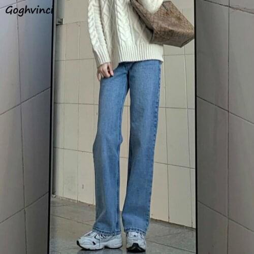 Jeans Women Denim Classical Spring New Simple Fashion Full-length Lady Korean Style Straight Trousers Tender All-match Female