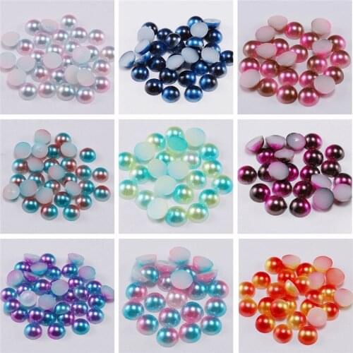 Hot Sale 100-400pcs 3mm 4mm 5mm 6mm 8mm 14 Colors Imitation Pearls Craft Half Round Flatback Beads Nail DIY Decoration