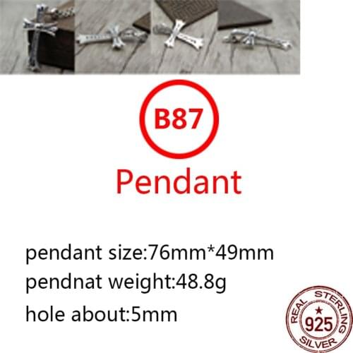 B87 S925 sterling silver pendant retro personality domineering cross letter shape wild pendant punk hip-hop style gift for hot