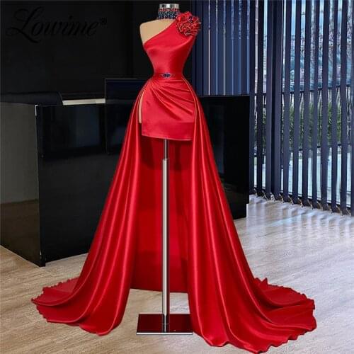 Lowime High Low Red Carpet Long Prom Dresses One Shoulder Party Dress For Weddings 2021 Arabic Celebrity Evening Dress Robes