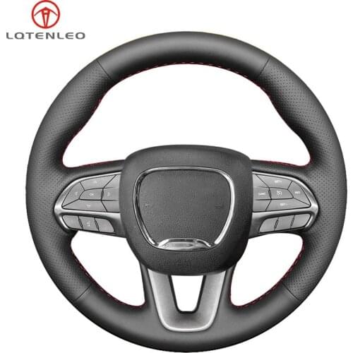 LQTENLEO Black Artificial Leather Car Steering Wheel Cover For Dodge Challenger 2015-2021 Charger 2015-2021 Durango 2015-2021