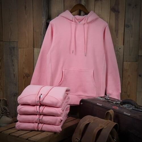 Mens Hoodies Fleece Hooded Casual Cotton Solid Hoodie Pink Cotton Warm Solid Color Winter Couple Models