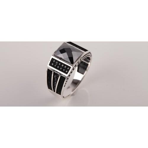UM US JEWELRY Micro Cubic Zirconia 925 Sterling Silver Men Ring