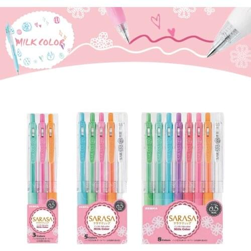 Softly Color Bring Good Mood Japan Zebra SARASA Push Clip Gel Pen Milk Color 3 / 5/ 8 Color Set 0.5 mm Kawai Stationery JJ15
