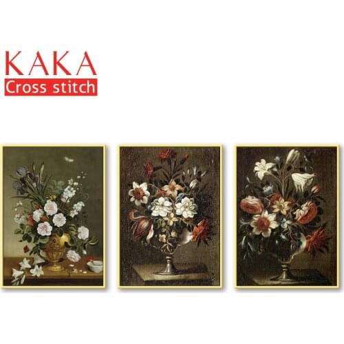 Cross stitch kits,Embroidery needlework sets with printed pattern,11CT-canvas for Home Decor Painting,Flowers Full NCKF281