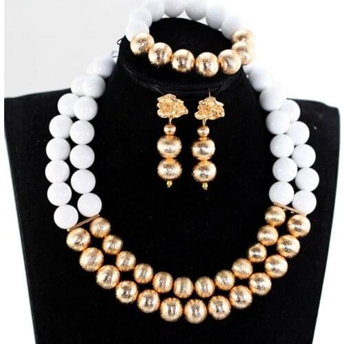Nigerian African Wedding Beads Jewelry Set African Costume Indian Bridal Necklace Jewelry Set Handmade Free Shipping ANJ604
