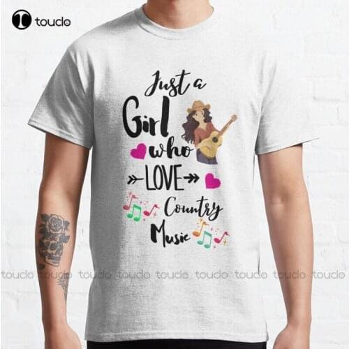 New Just A Girl Who Loves Country Music 4 Classic T-Shirt Cotton Tee Shirt S-5Xl