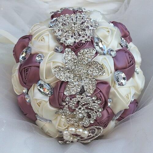 Newest purple and cream artificial wedding bridal bouquet for wedding decoration