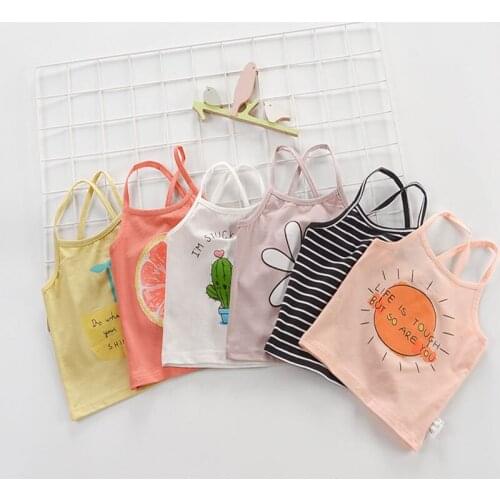 Girls suspender vest pure cotton summer dress dress, girls jacket, sleeveless T-shirt for children and wearing small suspender