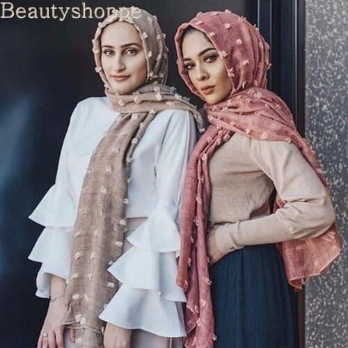 2019 NEW Flocked bubble chiffon scarf hijabs for muslim women soild color breathable islamic headscarf arab head scarves