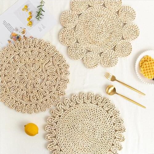 Japan Style Handmade Straw Woven Corn Husk Home Casserole Heat Insulation Tea Cup Mat Table Placemat Home Photo Prop Decoration