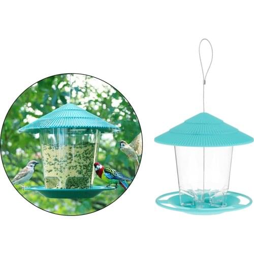 Portable Wild Bird Feeder Hanging for Garden Yard Outside Decoration w/Roof