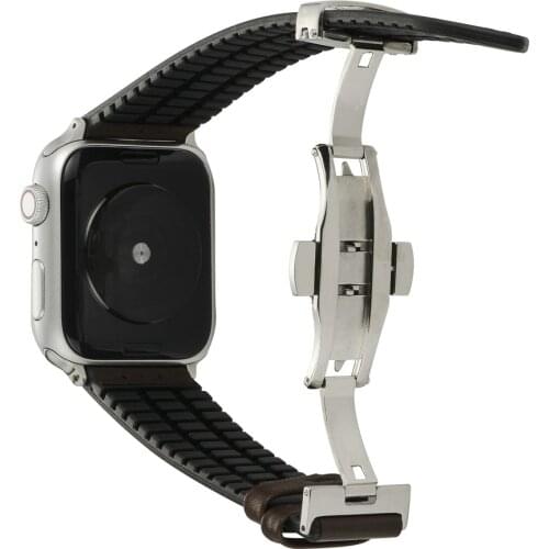 Watchband for Apple Watch 6/SE Strap 40MM 44MM 42MM 38MM Silicone+Leather Classic Bracelet for iWatch Series 6 5 4 3 2 Wristbelt