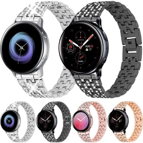 Lady Stainless Steel & Diamond Watchband for Samsung Galaxy 42/46mm Active 2 Watch Band for Galaxy Watch3 41/45mm Strap 20 22mm