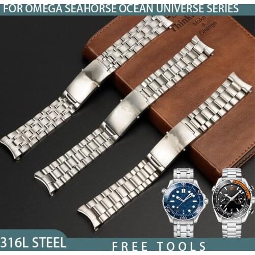 AAA Quality 316L 20mm 22mm Silver Stainless steel Watch Bands For omega strap seamaster speedmaster planet ocean Belt buckle