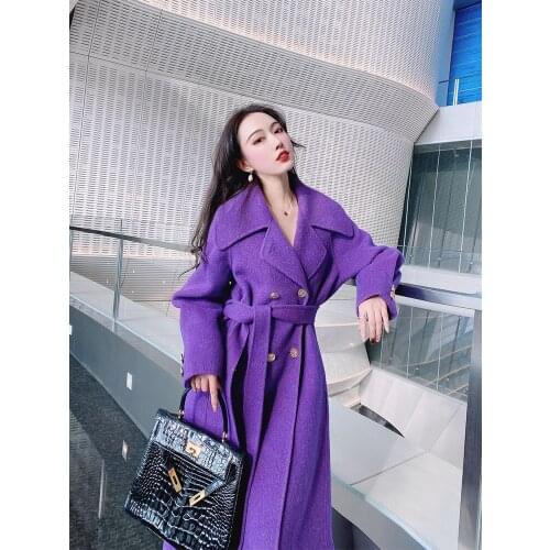 Anemone Zijing luxury royal double-sided alpaca lapel tie coat coat