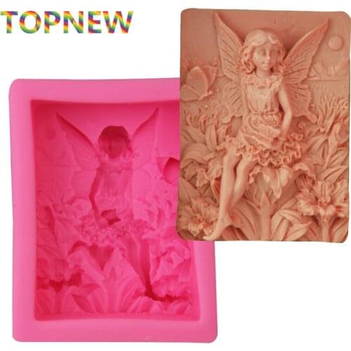 Angel Girl Flowers Silicone Handmade Soap Mold Fondant Cake Decorating Tools