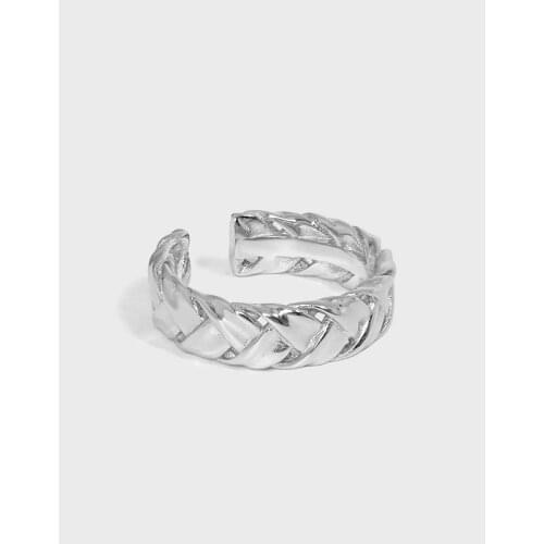 Vintage Twist Woven S925 Sterling Silver Rings For Women Fine Jewelry, Gold Color Adjustable Ring Woman Finger Accessories
