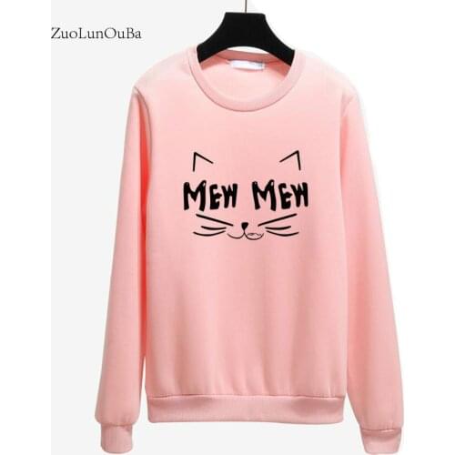 Zuolunouba 2018 New Autumn Winter Sweatshirt Women Cartoon Printed Harajuku Students Lady Pink Long-sleeved Pullover Tops