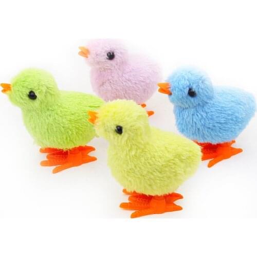 1PCS Random Color Cute Plush Wind Up Chicken Kids Educational Toy Clockwork Jumping Walking Chicks Toys For Children Gifts