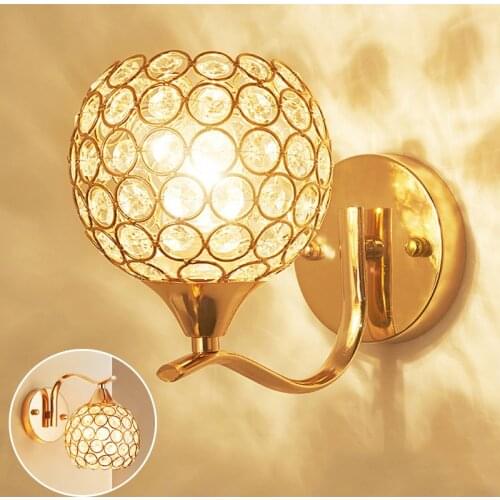 1Pc Modern E27 Crystal Wall Lamp Hollow-carved Night Light Aisle Corridor Living Room Bedside Lighting Fixture (Without Bulb)