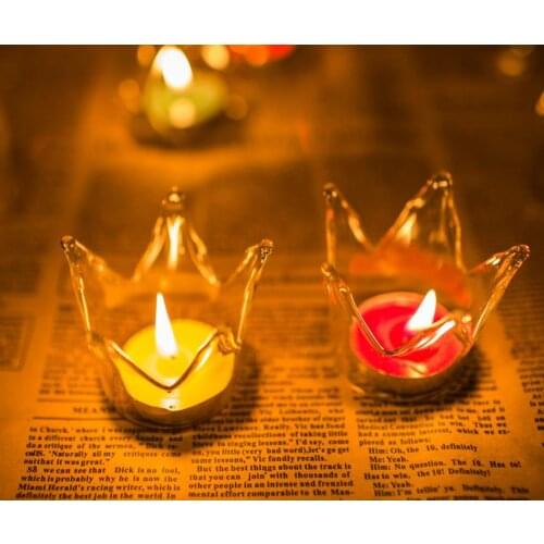 100pcs European style Glass Crown Vase Candle Holder Home Wedding Decor Romantic Dinner Candlestick