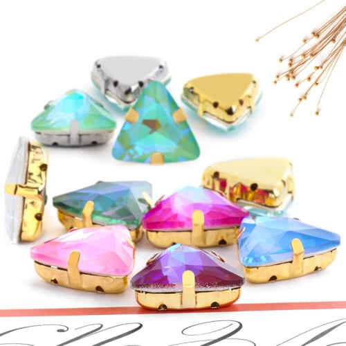 18mm Rhinestones Claw Set Mocha Color Glass Crystal Stones With Golden Claw Set Sew Stones DIY Crafts Needlework Accessories