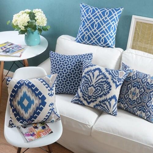 45cm*45cm Cushion Cover Blue Abstract Geometric Hugging Pillowcase Home Decoration Sofa Pillowcase Decoration