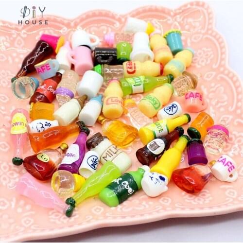 5-20Pcs 3D Simulation Milk Bottle Beverages Resin Arts DIY Craft Supplies Phone Shell Patch Ornament Kids Gift Toys Figurines