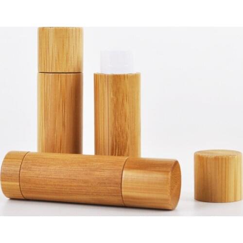 5ml Cosmetic Lip Balm Nature Bamboo Tube Lip Balm Container Lipstick Cosmetic Bottle Refillable Tube Packaging Wholesale