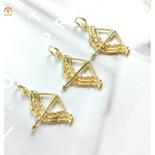 5pcs Cupid Love Arrow Pendant Bow and Arrow Charms Gold Brass Plate Cupid Love Romantic Necklaces For Women Jewelry Set Making