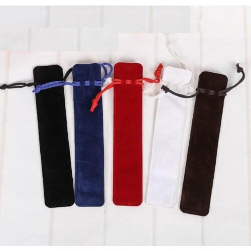 500 pcs Velvet Single Pencil Bag Pen Pouch Holder Pen Case With Rope For Rollerball /Fountain/Ballpoint Pen 5 Color