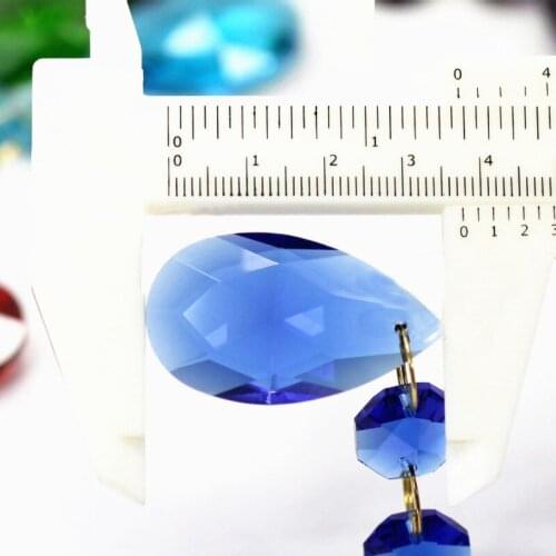 12pcs/lot (105MM) Blue Crystal Glass chandelier accessories ( 38mm Crystal Glass angel tear with 3pcs 14mm octagon Beads)
