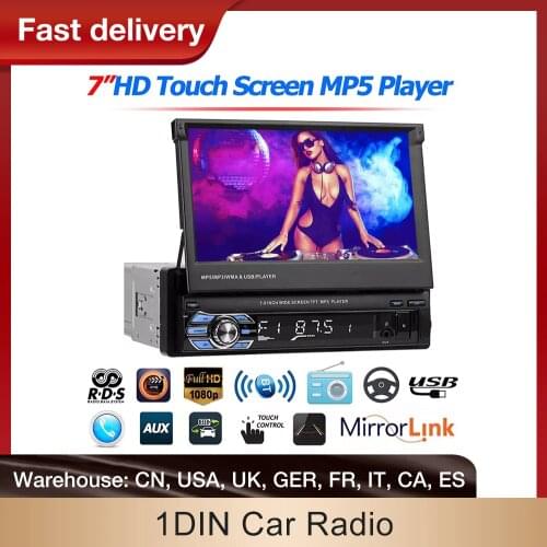 1 Din Car Radio GPS Navigation Bluetooth Rear View Camera Auto Radio Video Player MP5 Stereo Audio FM USB Multimedia Player