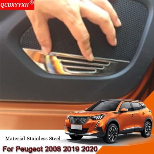 Car Styling Car Door Horn Door Speaker Sound Cover Sequins Door Interior Frame Sticker Accessories For Peugeot 2008 2019 2020