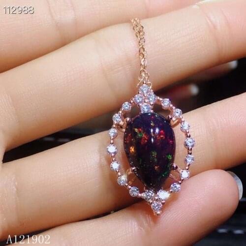 KJJEAXCMY boutique jewelry 925 Silver-inlaid Natural Ruby Black Opa Female Pendant Necklace Support Detection