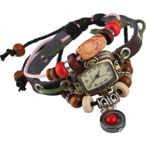 Leather Bracelet Watch Women Angle Wing Charm Vintage Wristwatch Casual Dress Watch Girls Relojes