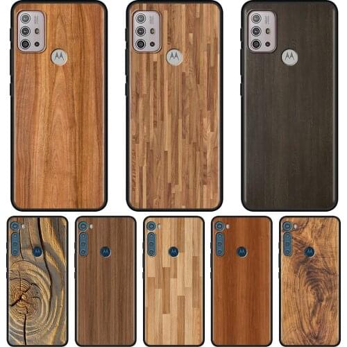 Natural Wood Phone Case For motorola one Fusion Hyper G9 G8 play Plus Power Lite E6s G60 G50 G30 Edge 20 Black Capa