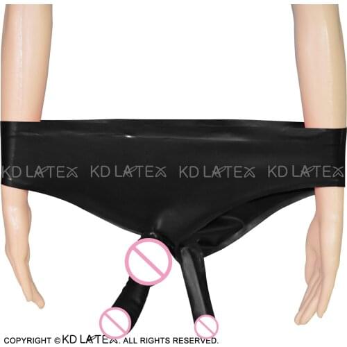 Black Sexy Rubber Latex Briefs With Anatomical Penis Sheath And Anal Condom Shorts Bottoms DK-0008