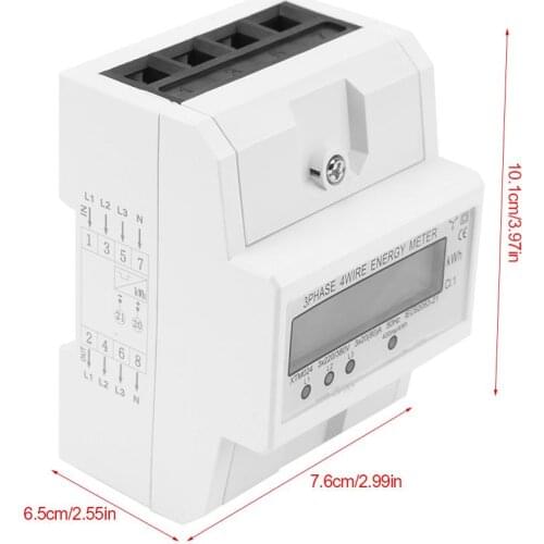 Digital LCD 3 x 20(80A) Three Phase Four Wire DIN-Rail KWh Electronic Energy Meter