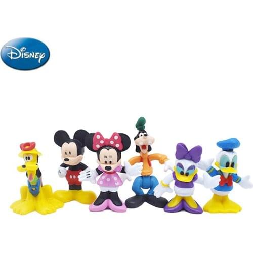 Disney 6pcs/set Mickey Donald Duck Goofy Bruce Minnie doll hand decoration childrens toys action figure anime figure