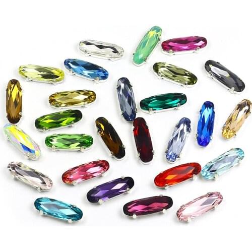 Long Oval Shape Crystal Fancy Stone 5*15mm Pointed Back With Claw Sew On Rhinestone Loose Rhinestones For Clothes Shoes Crystal