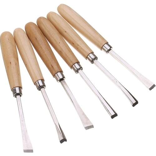 DIY Wood Craft Carving Hand Chisel 6pcs Carbon Steel Woodworking Gouges Cutter Knifes Carpenters Detailed Carving Chisel