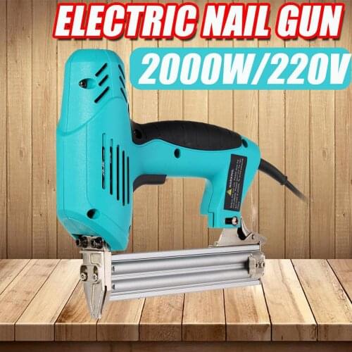 2000W 10-30mm Electric Nail Gun 220V Woodworking Tools Electrical Straight Staple Nail for Furniture Nailing Stapler Shooter