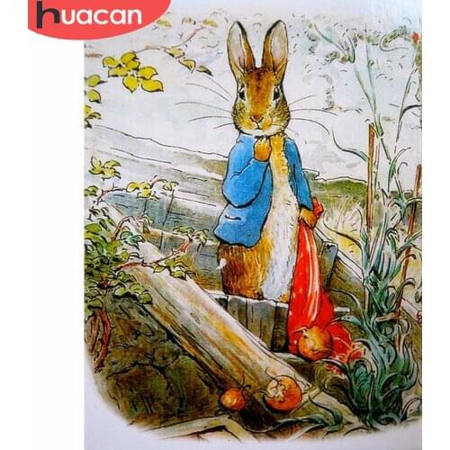HUACAN 5D DIY Diamond Painting Full Drill Rabbits Diamond Embroidery Animals Decoration Home Picture Of Rhinestone Gift