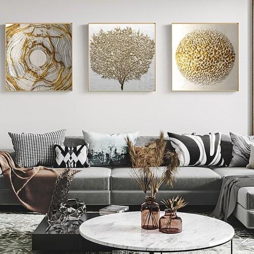 Artwork Poster Gold Foil Painting Big Tree Wall Art Canvas Print Modern Painting Living Room Home Decoration Wall Painting