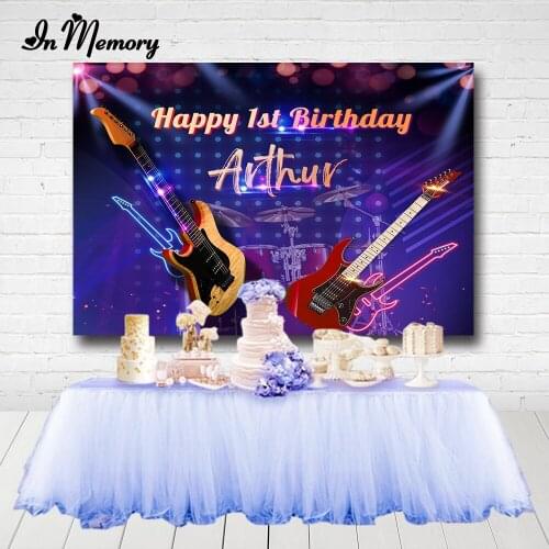 InMemory Guitar Drums Kit Music Enthusiast Photography Backdrops Musical Instrument Birthday Party Background For Photo Studio