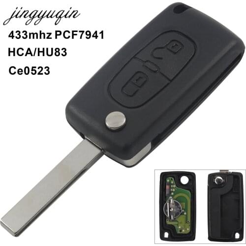 Jingyuqin ID46 433MHZ PCF7941 2 Button Remote key for Citroen HCA Blade CE0523 Electronic Circuit Board Control Flip Key